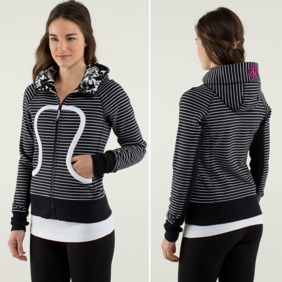 lululemon athletica Tops - RARE Lululemon Scuba Hoodie Parallel Stripe Floral